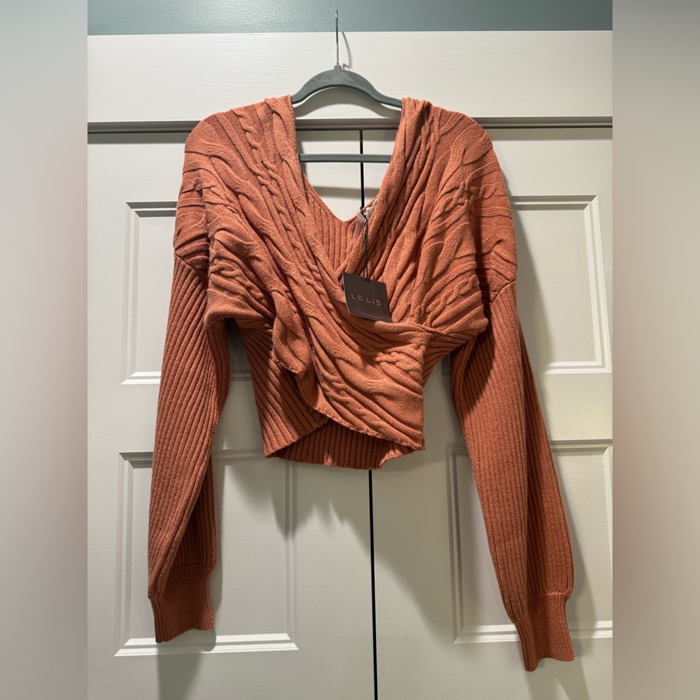 NWT These Three Boutique cable knit wrap sweater